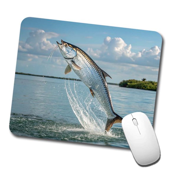 Tarpon Fish Jumping Fishing Mouse Pad Low Profile Gaming Mat