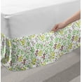 thumbnail image 2 of Botanical Bed Skirt, Gardening Leaves and Blossoms Yard Childish Flora Season Print, Elastic Bedskirt Dust Ruffle Wrap Around for Bedding Decor, 4 Sizes, Fern Green Burgundy and Pink, by Ambesonne, 2 of 2