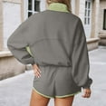 thumbnail image 3 of Women's Two Piece Short Sets Lounge Sweatsuits Long Sleeve Travel Tracksuit (Grey XL), 3 of 4