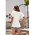 thumbnail image 2 of Purcoar Womens Ruffle Blouses Summer Shirts Short Sleeve Knit Tops, 2 of 5