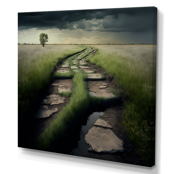Designart Path In The Middle Of A Field I Canvas Wall Art