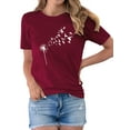 thumbnail image 3 of Xuanfei Women Dandelion Birds Graphic Printed Short Sleeve T-Shirt, 3 of 7