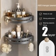 thumbnail image 4 of Pebbuoy Corner Shower Caddy, Adhesive Shower Shelf Corner with Hooks - Removable and Great Load Bearing, 4 of 8