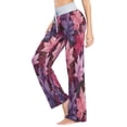 thumbnail image 4 of Women's Long Sleep Pants Home Pants Sleep Pants Wide-Leg Pants Design Elastic Fabric Casual Pants L Purple Maple Leaves, 4 of 7