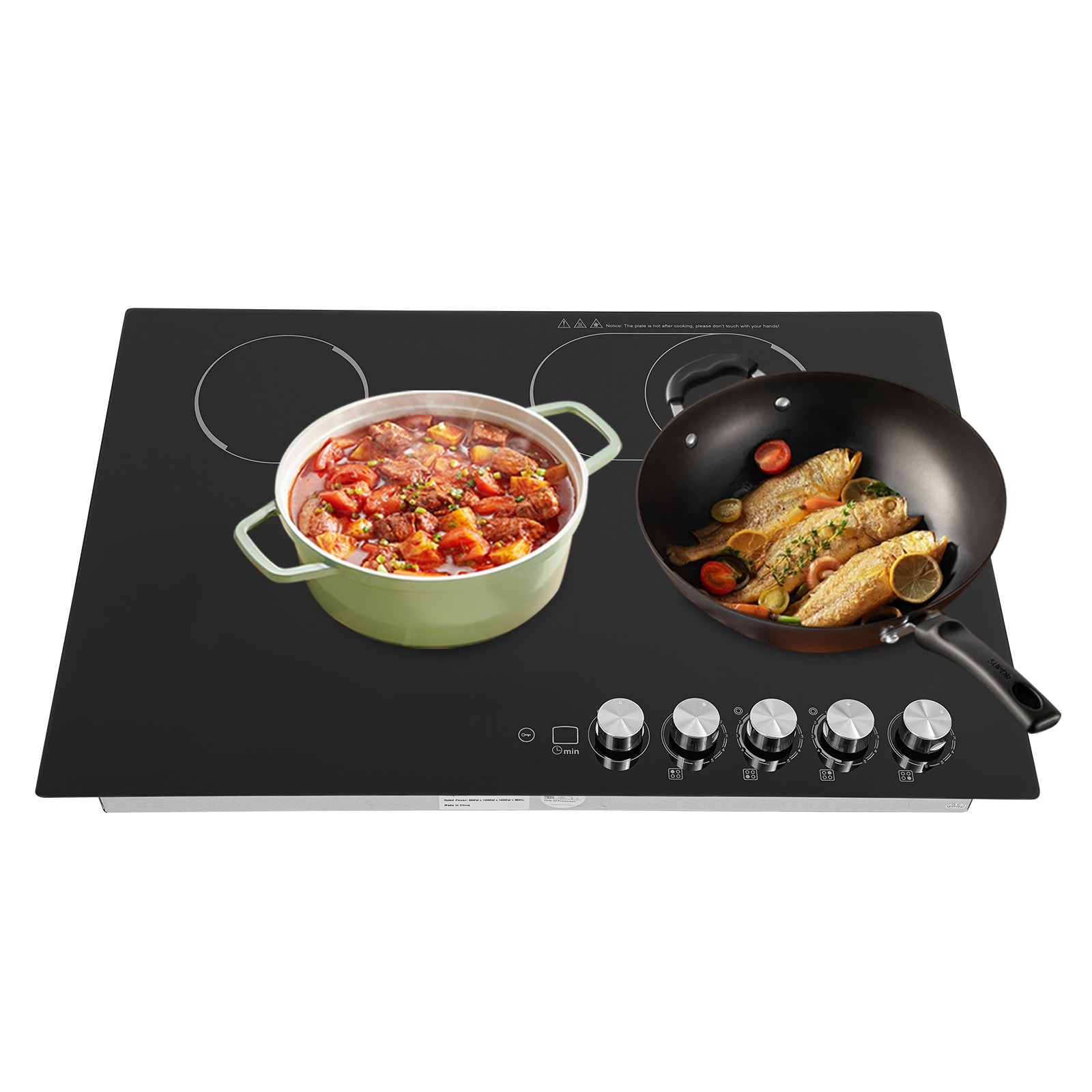 Miumaeov 4 Burners Cooktop Electric ceramic Stovetop Countertop Cooking Stove 600W-1200W 110V