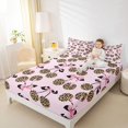 thumbnail image 4 of Feelyou Leopard Print Cherry Twin Sheet Sets, Kawaii Pink Bowknot Bedding, 3 Pieces, 4 of 7