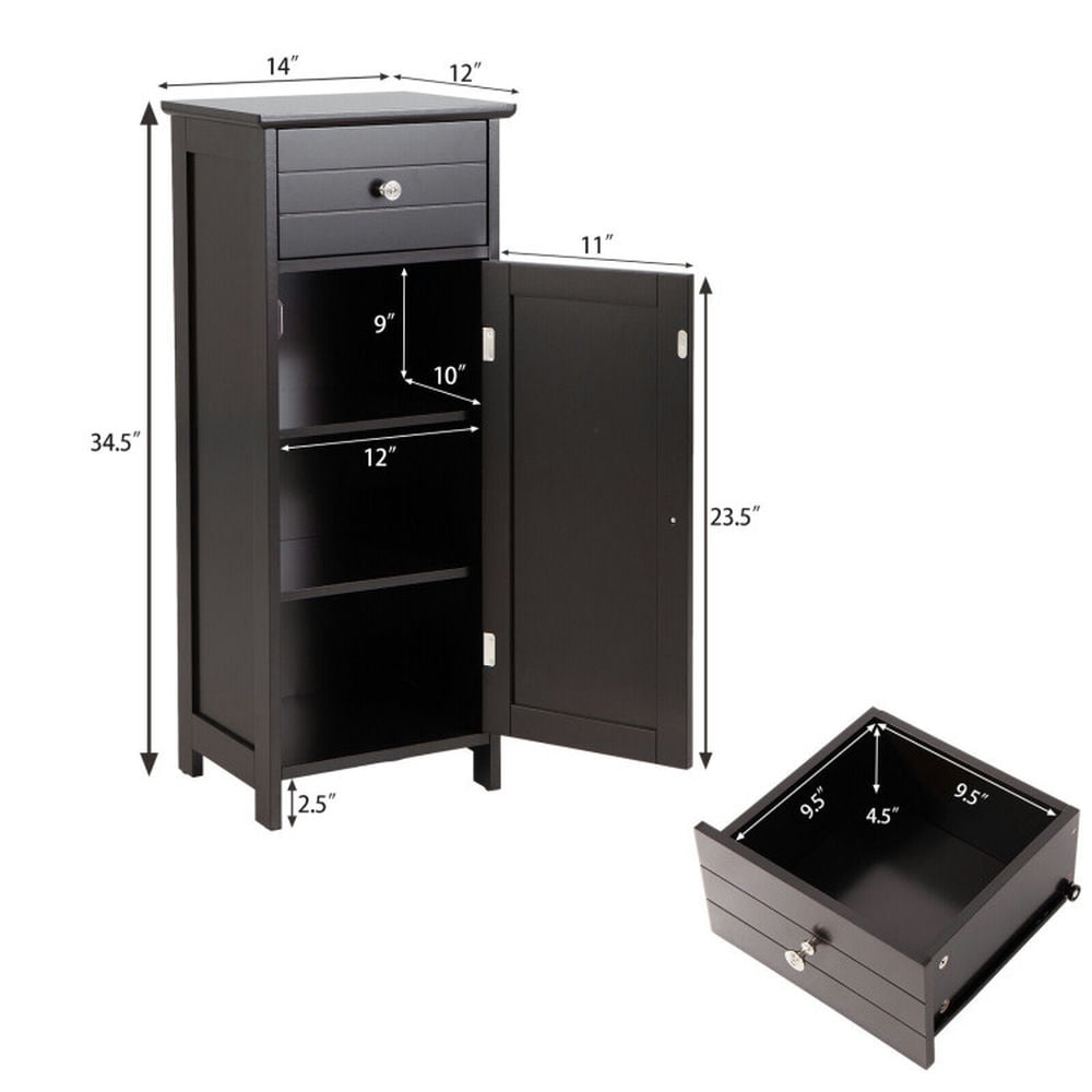 Finihen Bathroom Storage Cabinet, Bathroom Floor Cabinet, Wooden Bathroom Floor Storage Cabinet with Drawer and Shelf, for Bathroom, Living Room, Bedroom, Kitchen, Brown Finihen Bathroom Storage Cabinet, Bathroom Floor Cabinet, Wooden Bathroom Floor Storage Cabinet with Drawer and Shelf, for Bathroom, Living Room, Bedroom, Kitchen, Brown
