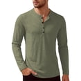 thumbnail image 5 of Yifymode Men's Henley Linen Long Sleeve T Shirts, Lightweight Button Crewneck Casual Tops for Daily Outdoor Leisure Athletic Wear, 5 of 5