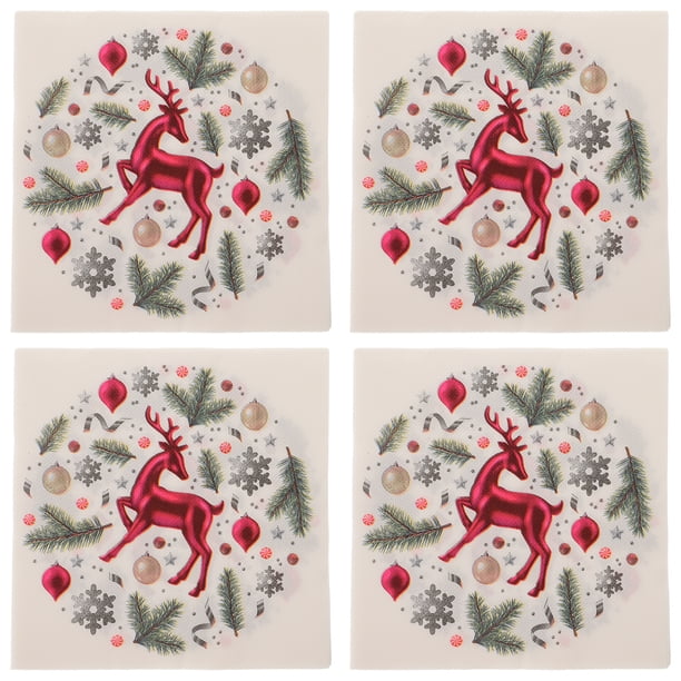 40pcs Navidad Servilletas impresas Dibujos animados Elk Tejido Cena Papel Toalla Suministros para fiestas