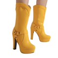 thumbnail image 4 of Mostsola Boots for Women Platform Heeled Mid Calf Punk Boots Pull on Wide Calf Tall Boots, 4 of 7