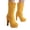 B Yellow, variant on Women's Leather Ankle Boots Platform Non Slip Elastic Mid Calf Dress Booties Fashion Buckle Strap Punk Motocycle Boots Yellow Size 6.5