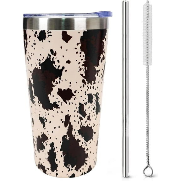 Cow Print Gifts for Women Men Cow Print Tumbler Cup With Lid and Straw 10Oz Stainless Steel Insulated Cow Coffee Mug - Birthday Christmas Gift