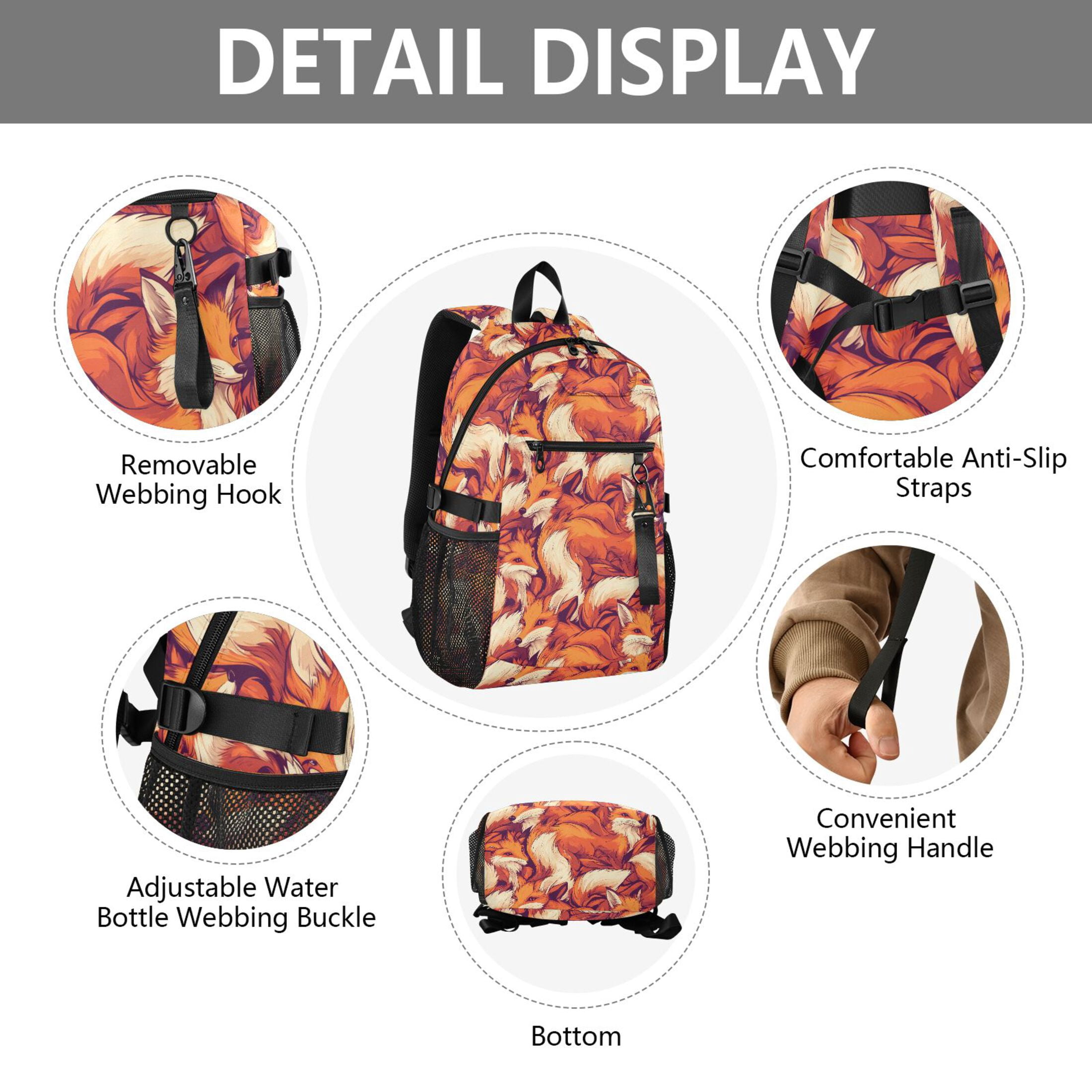 JIALIOU 14" Laptop Backpack Waterproof Airline Approved Stylish Casual Daypack for Travel Business College Work, Cartoon Foxes