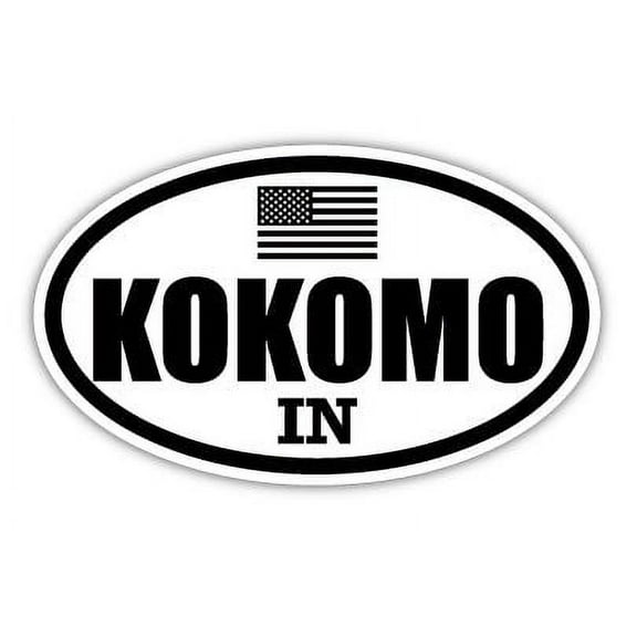 Kokomo IN Indiana Howard County Stealthy Subdued Old Glory US Flag Oval Euro Decal Bumper Sticker 3M Vinyl 3" x 5"