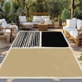 thumbnail image 2 of Beige Outdoor Rug for Patio/Deck/Porch, Non-Slip Large Area Rug 5 x 7 Ft, Modern Abstract Art Farmhouse Striped Indoor Outdoor Rugs Washable Area Rugs, Reversible Camping Rug Carpet Runner, 2 of 8