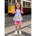 thumbnail image 5 of BemeyourBBs Toddler Baby Girl Back to School Outfits Kindergarten Outfits Baby Girl First Day of School Outfit Plaid Print Fly Sleeve Tunic Shirt Tops Ruffle Shorts Set Toddler Girls Summer Clothes, 5 of 9