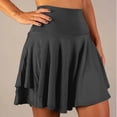 thumbnail image 2 of Women's Flowy High Waisted Skirt Shorts 2 in 1 Workout Yoga Shorts Athletic Shorts Dark Gray,S, 2 of 6
