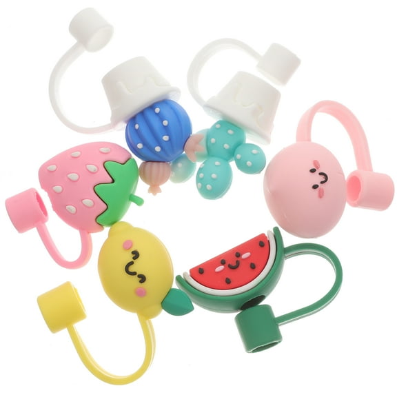 WEAVILUX drinking straw cover Straw Tips Cover Silicone Dust-proof Family Everyday Use 6-Pcs