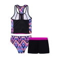 thumbnail image 4 of YEAHDOR Kids Girls 3Pcs Racer Back Tankini Swimsuit Floral Print Water Park Bathing Suit Rose Red 14, 4 of 7