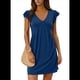thumbnail image 1 of Vestido Tipo Chaleco Holgado con Escote en V Profundo, Mangas de y Pliegues para Mujer, Azul, Talla XXL, 1 of 6