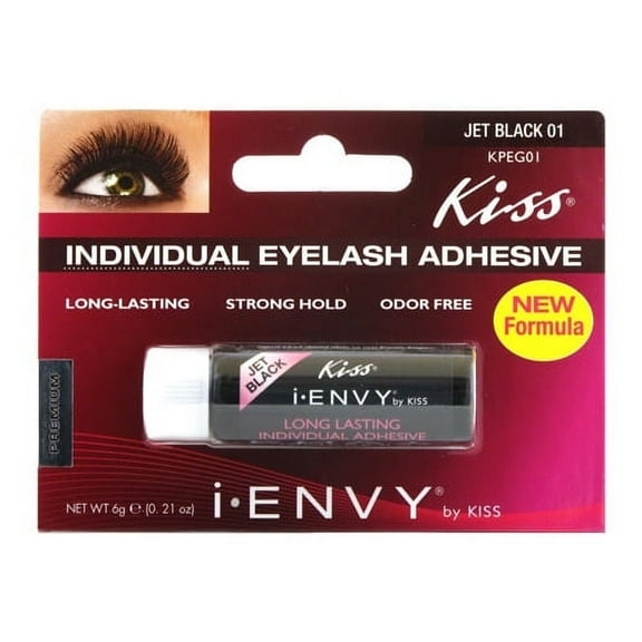 Kiss I Envy Individual Eyelash Adhesive Jet Black 01, 0.25 oz, 3 Pack