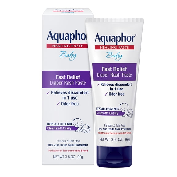 Aquaphor Baby Diaper Rash Paste with Zinc Oxide, Hypoallergenic, Paraben and Talc Free, 3.5 oz