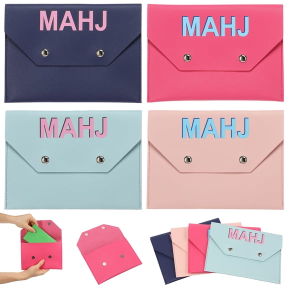 4Pcs Mahjong Card Clutch Holder Leather Mahjong Card Bag Mini Storage Bag Portable Accessories Holder for Board Game Party Travel Present