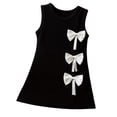thumbnail image 2 of ITSAME Baby and Toddler Girls Dress, Cute Bow Round Neck Sleeveless Summer Fashion Casual A-Line Dress Black 12-18M, 2 of 7