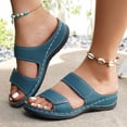 Blue Women'S Wedge Sandals Fish Mouth Open Toe Thick Bottom Solid Color ...