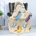 thumbnail image 4 of Unicorn Soft Flannel Fleece Blanket, Pastel Colored Illustration of Several Flying Pony Baby Unicorns in the Air Artwork, Cozy Plush for Indoor and Outdoor Use, 50" x 70", Multicolor, by Ambesonne, 4 of 5