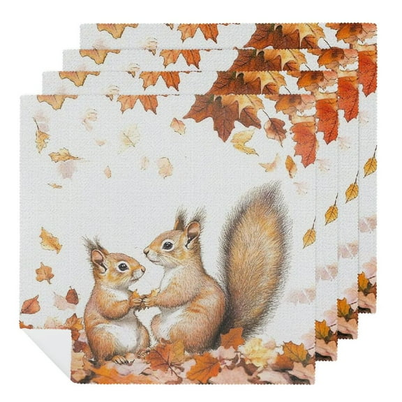 Heduofu Fall Leaf Print Cloth Napkins, Dinner Napkins Cloth, Washable Napkins for Home, Kitchen, Dinner, Party, Wedding, Cocktail 2 PCS