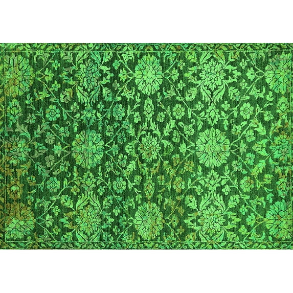 Ahgly Company Indoor Rectangle Oriental Green Industrial Area Rugs, 5' x 7'