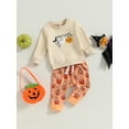 thumbnail image 2 of Baby Boy Girl Halloween Outfits Long Sleeve Shirts Pumpkin Sweatshirt Pullover Tops Pants Set Toddler Infant Fall Winter Clothes, 2 of 8