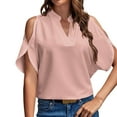 thumbnail image 2 of T Shirts for Women Summer Casual Short Sleeve V Neck Cold Shoulder Relaxed Fit Dressy Casual Tshirts Blouse, 2 of 3