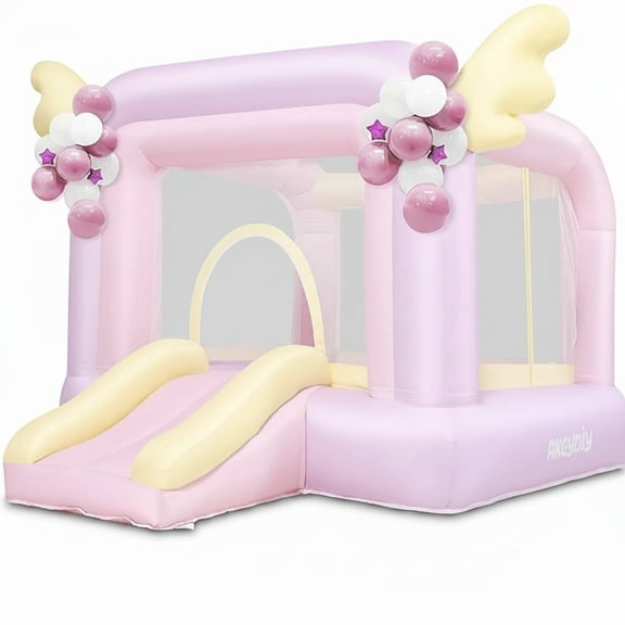 Adnoom Inflatable Bounce House Commercial Kids Bouncy Castle for 2~8 Years, Jump House with Inflatable Slide, Great Birthday Gift for Babies, Toddlers, kids(without blower)