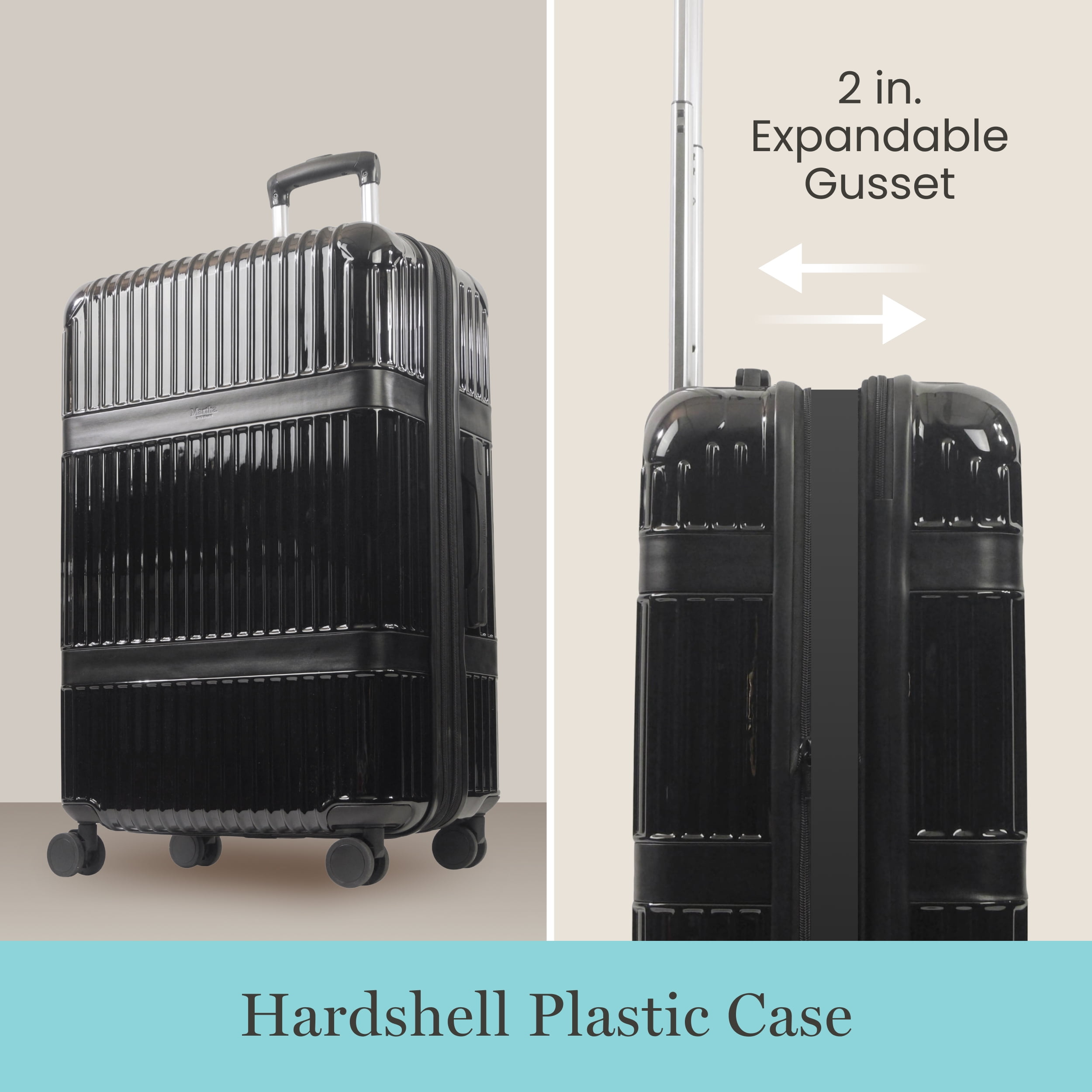 Martha Stewart The Bedford 30 Inch Rolling Luggage, Hardshell Suitcase with Spinner Wheels, Black