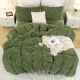 thumbnail image 4 of Faux Fur Sage Green Comforter Set Full Size, 3 Pieces Fluffy Fuzzy Plush Bedding Comforter Set (1 Shaggy Velvet Comforter & 2 Pillowcases), Soft Puffy Comfy Down Comforter Bedding Set, 4 of 16