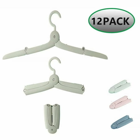 Folding Travel Clothes Hangers Plastic Adjustable Shoulder Hangers Anti-Slip Grooves Mini Foldable Clothes Drying Rack, 12Pcs (Best Punk Rock 2019)