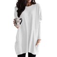thumbnail image 4 of YEJIMAN Long Sleeve T-shirt, White T-Shirts For Women, Women's Round Neck Long Sleeve Tops Plus Size Shirts Lightweight Sweatshirts Loose Casual Tunic with Pockets Blouses, Big & Tall, 4 of 6
