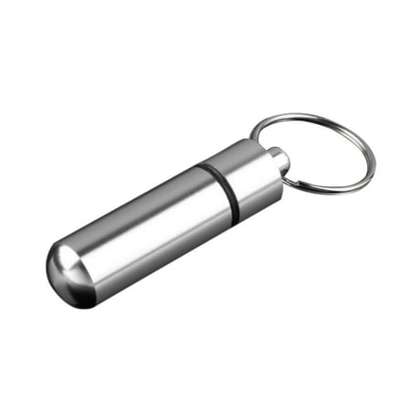- Key Chain Medicine Pill Bottle Box Aluminum Storage Case Medicine Container