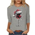 thumbnail image 4 of Camisetas de Manga Larga de las Mujeres Impresión de Navidad Cuello Redondo 3/4 Manga Suéter Superior, Moda Informal para Fiesta de Vacaciones Y Uso Diario, 4 of 7