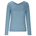 thumbnail image 4 of TKLPEHG Womens Tops Dressy Casual Crew Neck Tight Slim Shirt Solid Color Lightweight Fall Tops Fashion Long Sleeve T Shirt Comfy Blouses Pullover (Sky Blue,S), 4 of 8