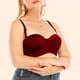 thumbnail image 3 of Sujetador con aros para mujer, copa 1/2, Push Up, tirantes extraíbles, sujetador suave y sedoso, sujetador con aros, rojo 42D, 3 of 7