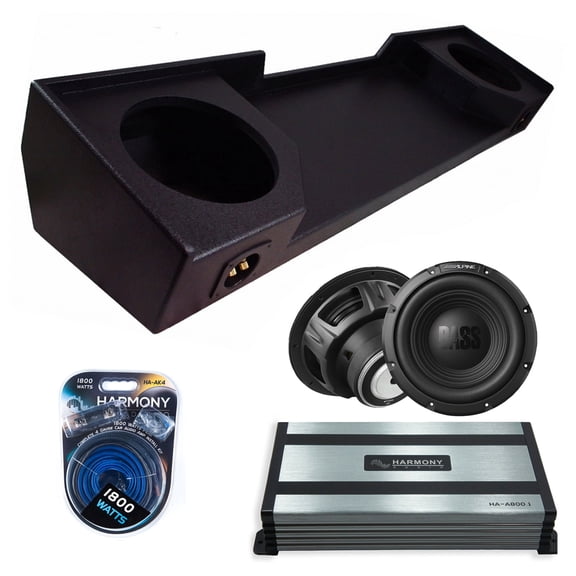 Harmony Audio Alpine fits 88-98 Chevy C/K Ext Cab W12S4 Dual 12" Subwoofer 500W Sealed Sub Box Rhino Coated | HA-A800.1 Amplifier, 4GA Amp Kit