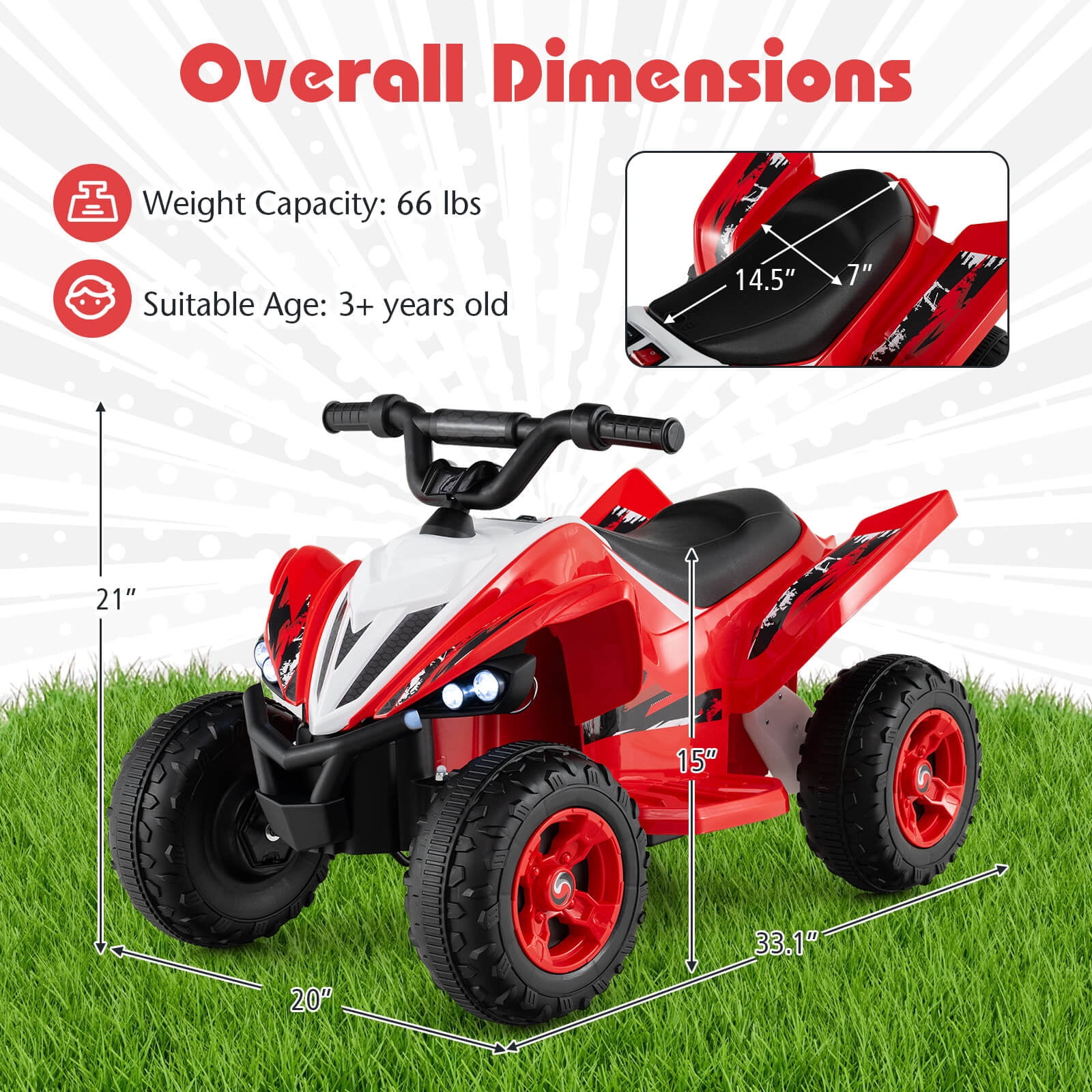 Infans 12V Quad 4 Wheeler Ride on Toy with Music, Light, USB Port, Wireless Connection