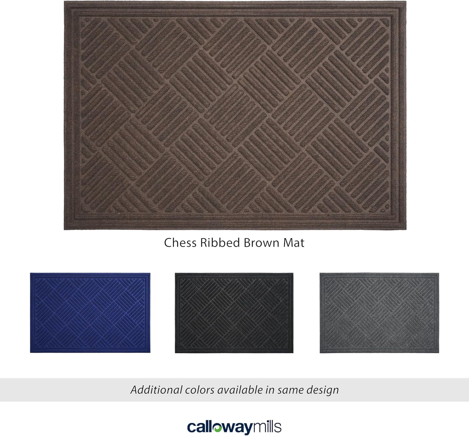 Calloway Mills 113230203 Chess Ribbed Brown Mat 2" x 3"