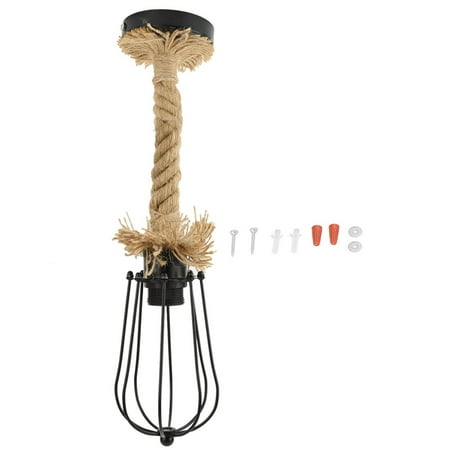 

2024 Vintage E27 100-240V Iron Hemp Rope LED Ceiling Lamp Chandelier Light Cafe Bar Home Droplight