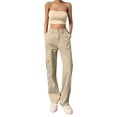 thumbnail image 2 of Button Fly Boyfriend Jeans for Women Mom Baggy Straight Leg Low Rise Cargo Vintage Long Denim Pants, 2 of 10