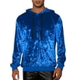 thumbnail image 1 of Sudadera de terciopelo INSPIRE CHIC para hombre, con capucha y mangas largas, color azul oscuro, talla L, 1 of 5