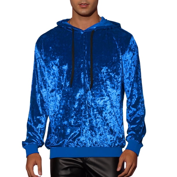 Sudadera de terciopelo INSPIRE CHIC para hombre, con capucha y mangas largas, sudaderas tipo pullover 2XL azul oscuro